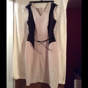 Beige and black dress