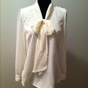 NWT sheer neck tie blouse