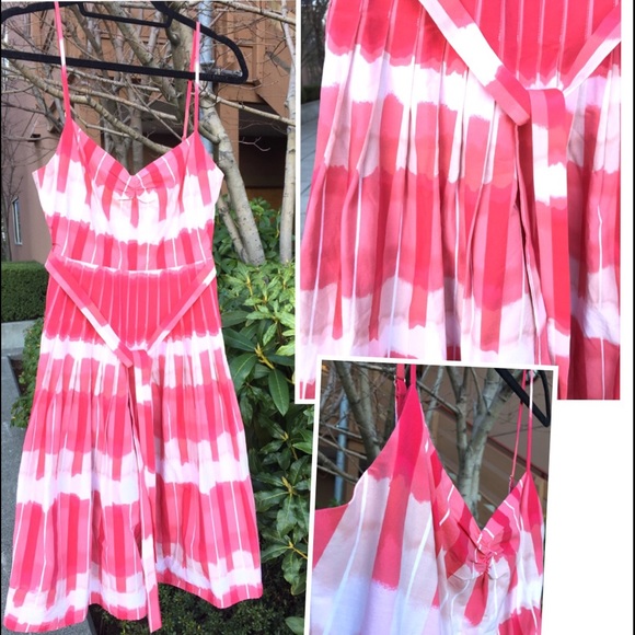 BCBGMaxAzria belted dress, watermelon red print - Picture 3 of 4
