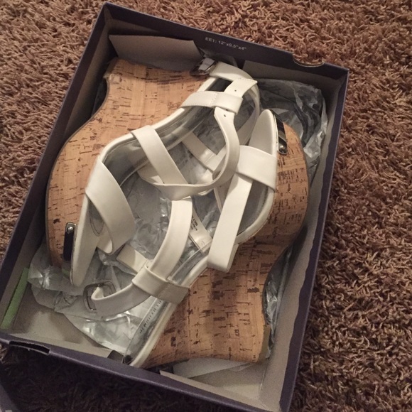White Strappy Wedges