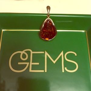 Sterling silver amber pendant