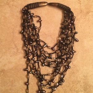 Black and bronze beaded necklace