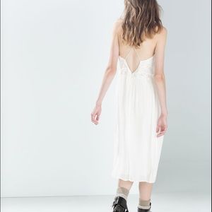ZARA Draped Ecru Midi dress