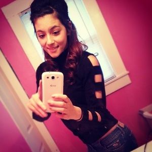 Black Slit sleeved sweater.