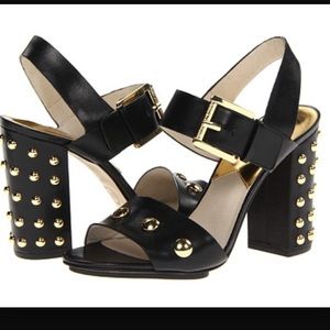 NWOT Michael Kors black stud sandals gold bubbles