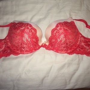 Coral lace bra