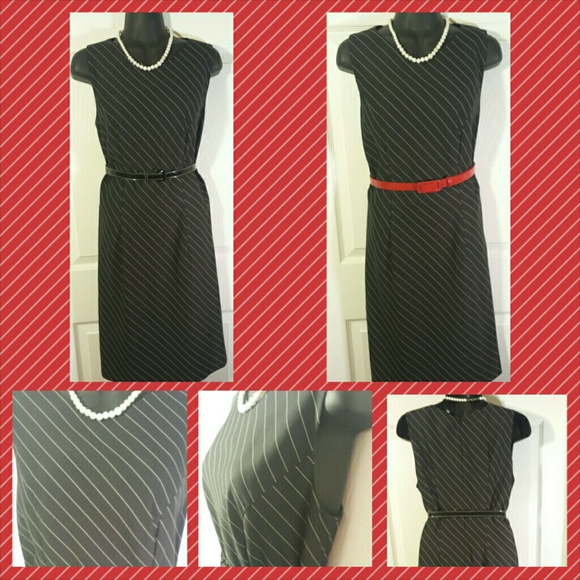 Black and White Striped Sheath Dress