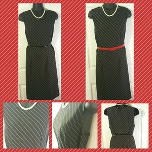 Black and White Striped Sheath Dress