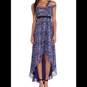 BCBGMAXAZRIA ONE SHOULDER HI-LOW DRESS