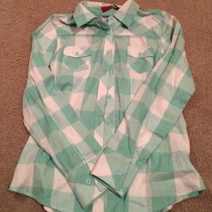 Checkered Mint Blue Flannel