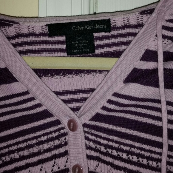 CALVIN KLEIN never worn stripe sweater Large - Picture 2 of 3