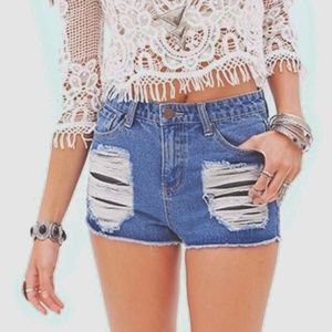 distressed denim cutoffs