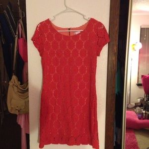 Red/Coral Lace Dress Size Small