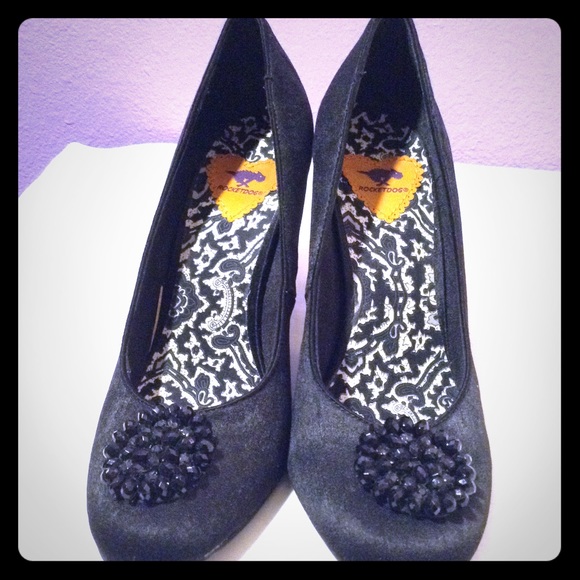 Black Heels with Rhinestone detail