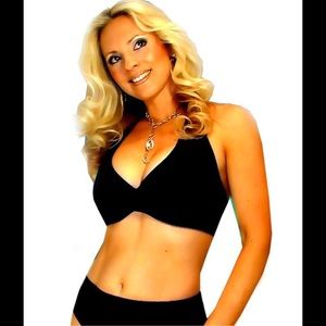 Black Full Coverage Halter Swimwear Bikini Bra Top