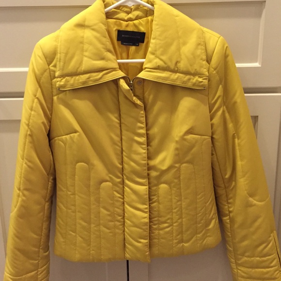 bcbg yellow leather jacket