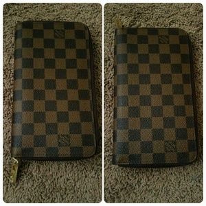 designer inspired check and card wallet