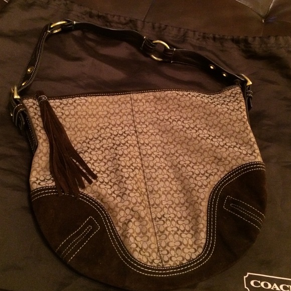 Coach fabric & genuine leather trim