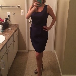 Navy blue textured cocktail dress