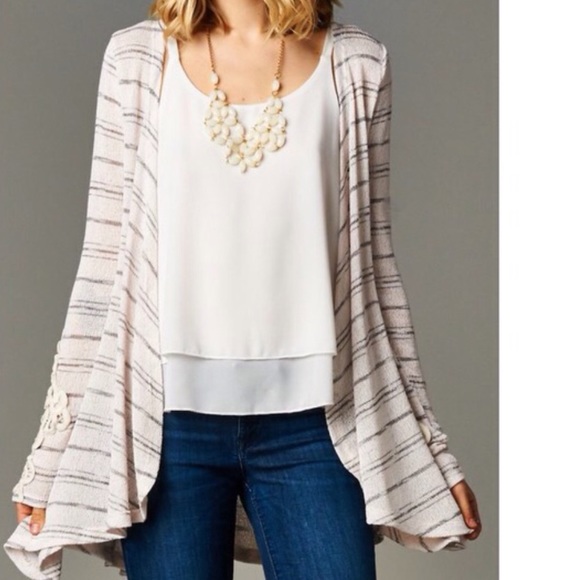 SOLD OUT! Embroidered lace cuff cardigan - Picture 2 of 2