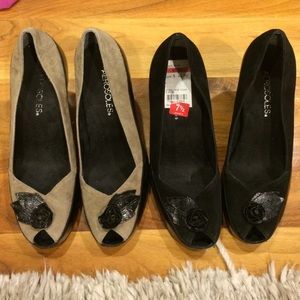 Tan Heels and black heels