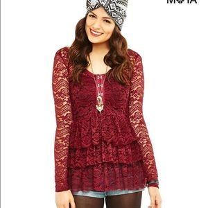 Burgundy lace shirt