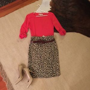 JCrew leopard print pencil skirt size 2P