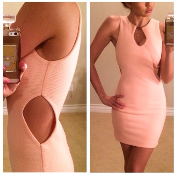 • SOLD • Pretty Coral Cut Out Dress - Picture 4 of 4