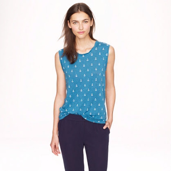 🚫GIFTED🚫 J.Crew Linen Tank in Anchors