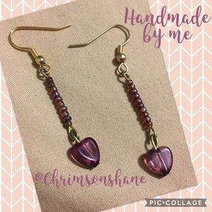 🆕💜Bruised Hearts Handcrafted Earrings