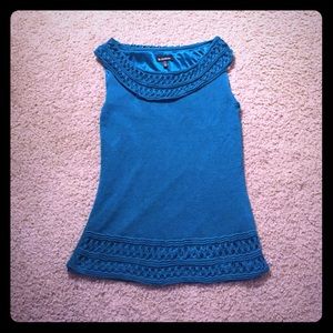 Teal sleeveless knit top