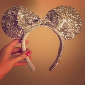 Sequin silver Mickey ears