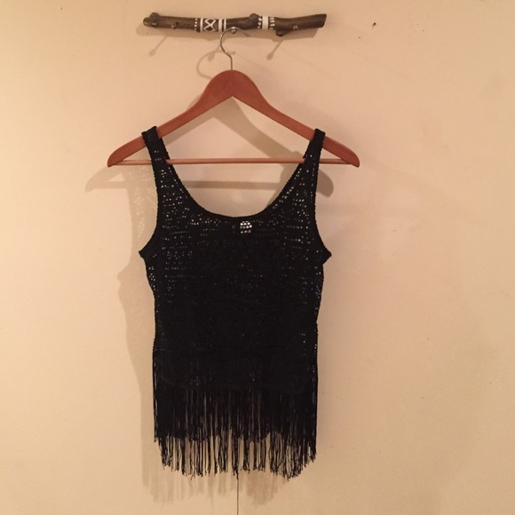 Sheer black lace top