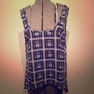 Geometric Blue and Black Tank