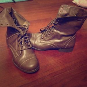 Brown combat boots