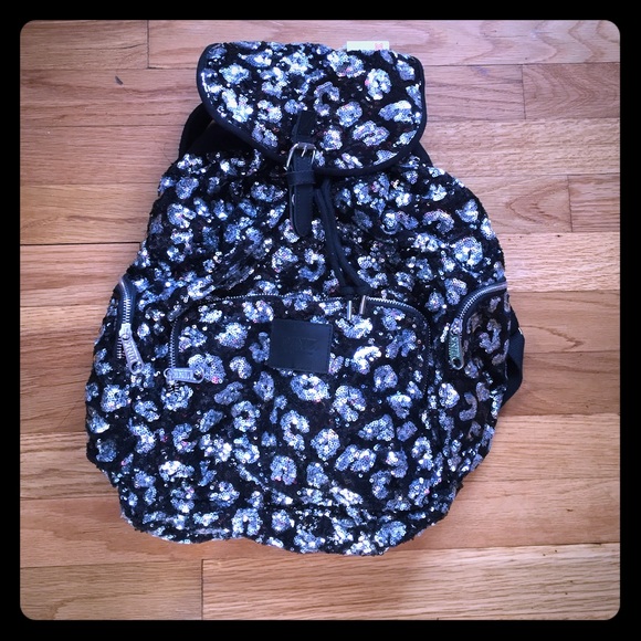VS sequin leopard print backpack