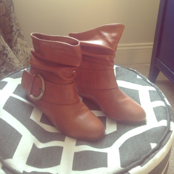 Camel colored flat booties