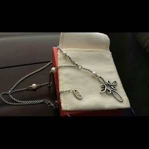 Cross of loops Necklace with  pearls