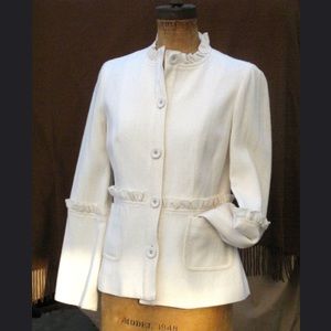 Tory Burch White Ruffle Jacket