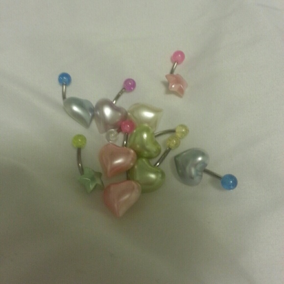 💗NWOT PASTEL HEARTS AND STARS NAVEL JEWELRY - Picture 1 of 1