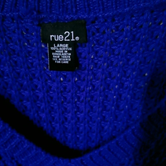 Long blue and grey knit sweater - Picture 2 of 2