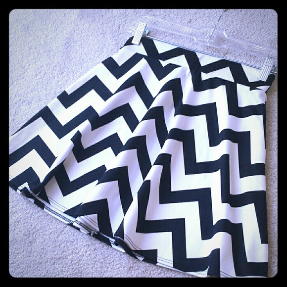 Black and white chevron skater skirt