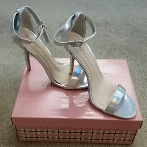 Silver ankle strapped heels