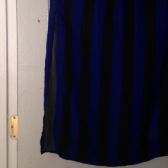 Blue and black striped maxi skirt..elastic waist - Picture 3 of 3