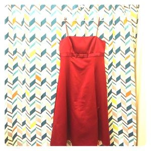 Tea length red dress