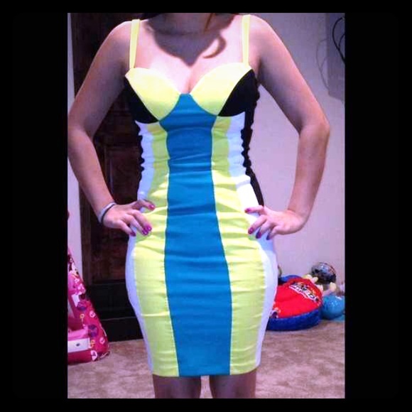 Sexy colorblock Kim Kardashian dress