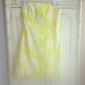Yellow strapless Lilly Pulitzer dress size 10