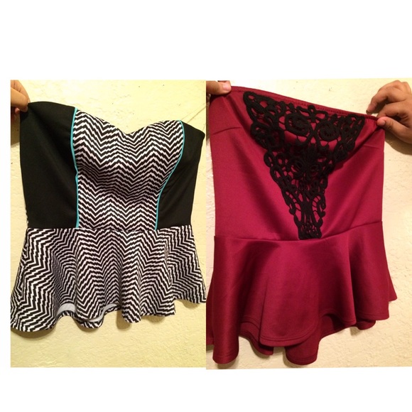 2 strapless peplum tops