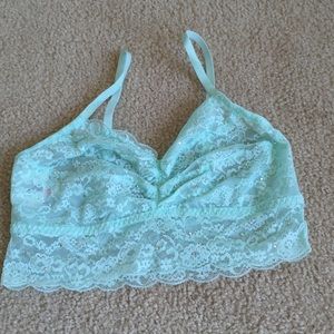 VS NWT lace bralette- green with rhinestones