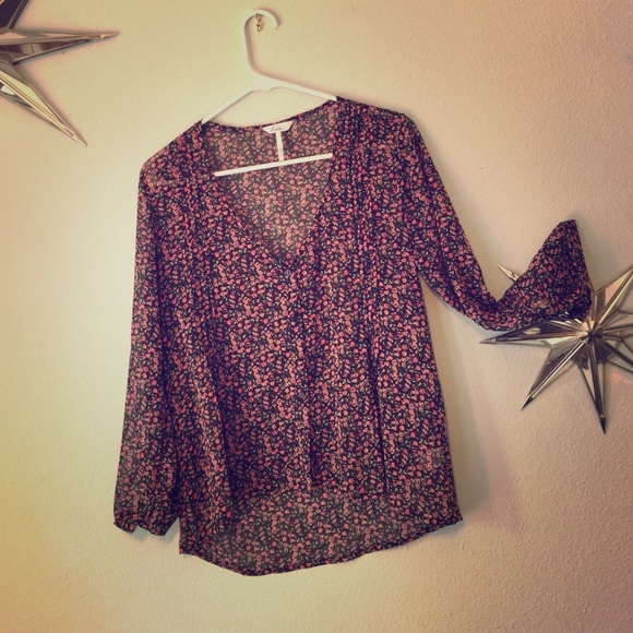 Kirra Floral chiffon work button up blouse